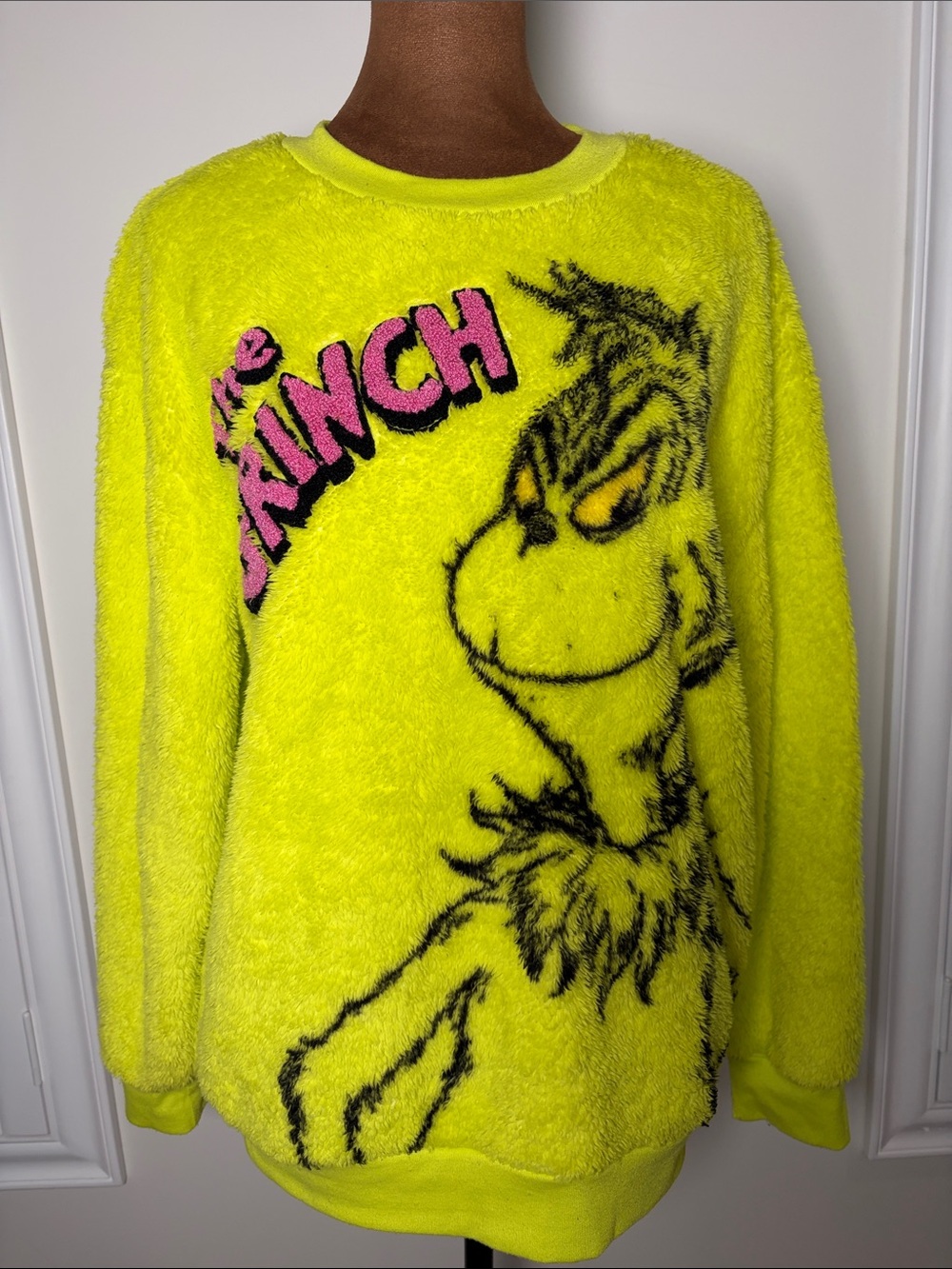 Target Yellow Grinch Fuzzy Crewneck Sweater